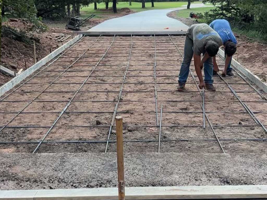 Installing rebar in driveway