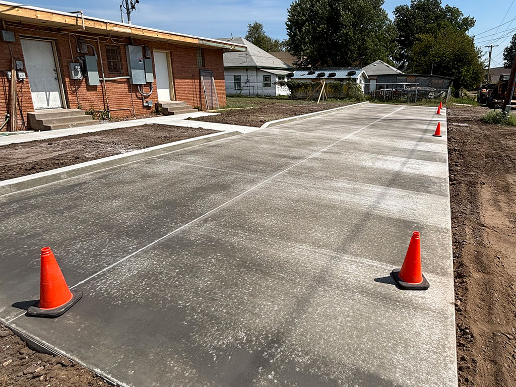 A shop slab, sidewalk and approach that the rodgers concrete crew completed