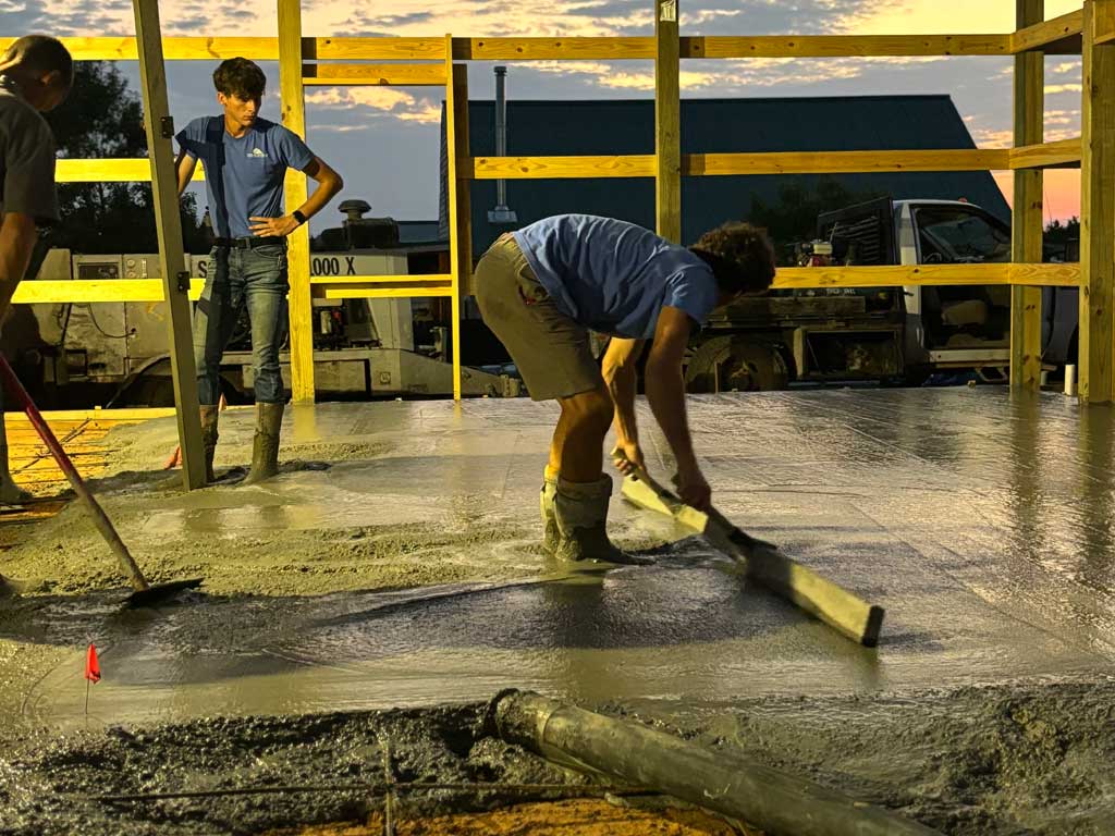 Pouring New Concrete Shop Floor