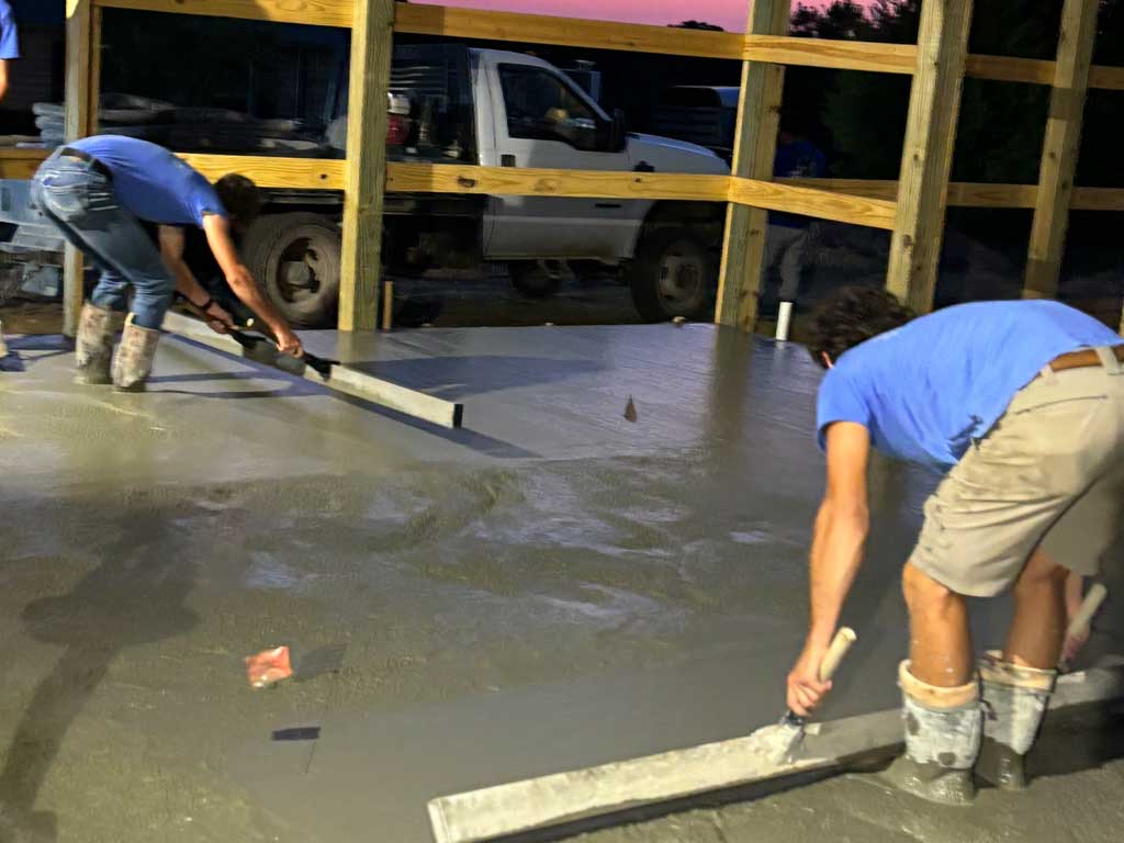 Pouring New Concrete Shop Floor