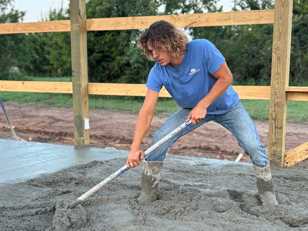 Pouring new concrete shop floor